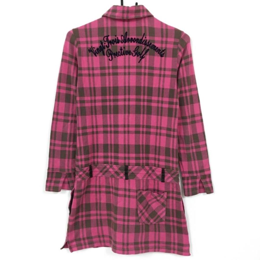 23区スポーツ ワンピース ピンク×ブラウン チェック柄 レディース S、M  