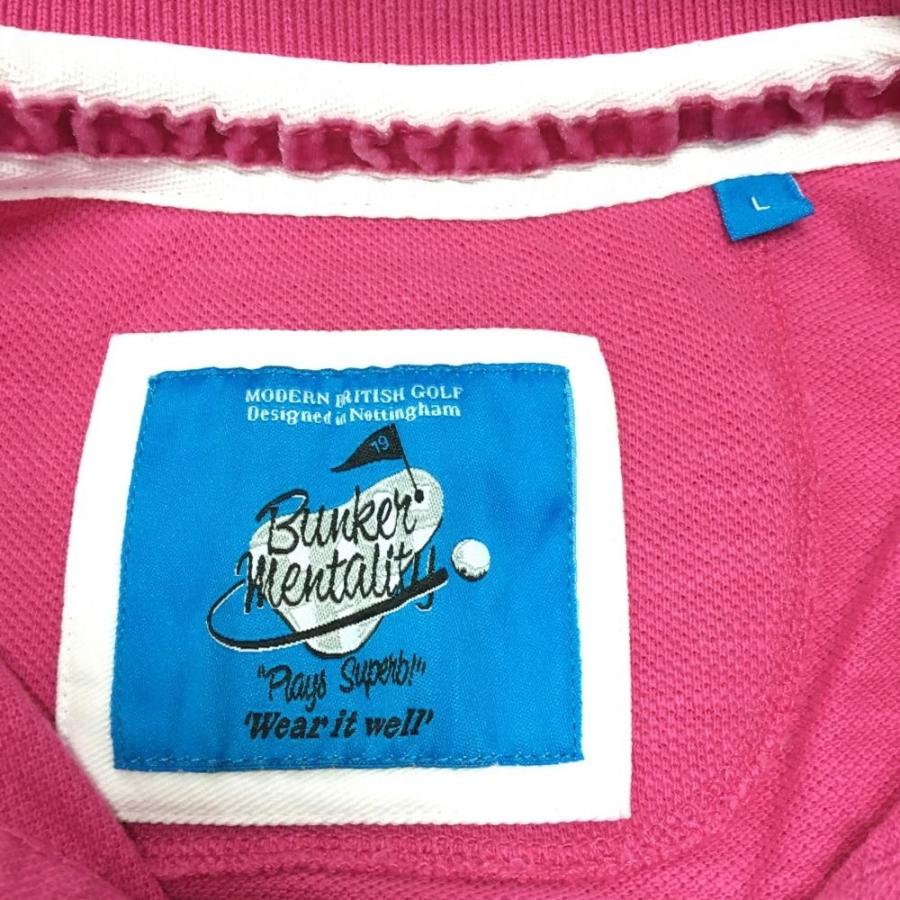 バンカーメンタリティー 半袖ポロシャツ ピンク フロッキーロゴ 襟裏