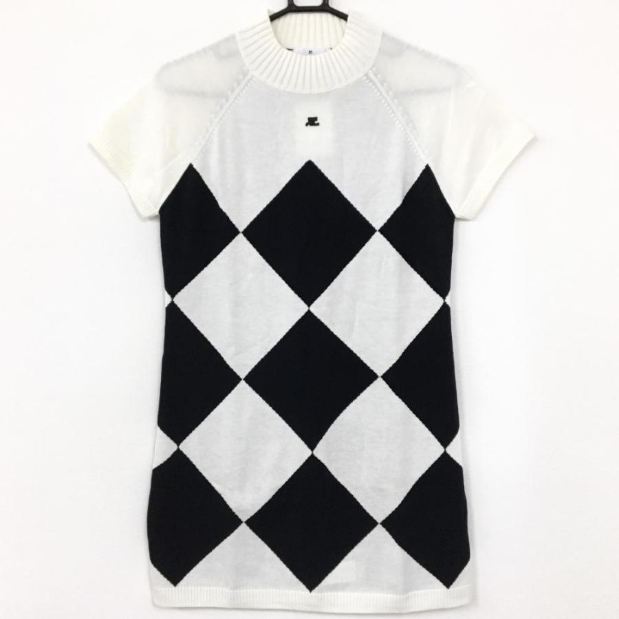 Off価格 新品 70 Off Courreges クレージュ半袖ニットワンピース白 黒一部ダイヤ柄チュニックバイカラー レディース 40 ゴルフウェア 1 レオナード 通販 Yahoo ショッピング