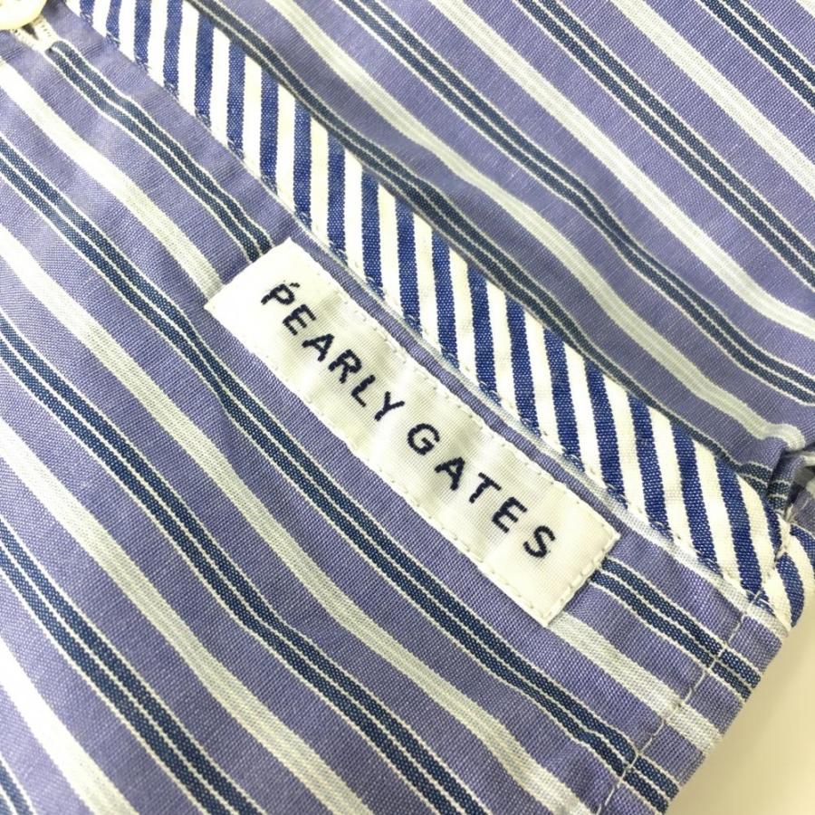 PEARLY GATES（パーリーゲイツ） 半袖シャツ ブルー×白 ストライプ