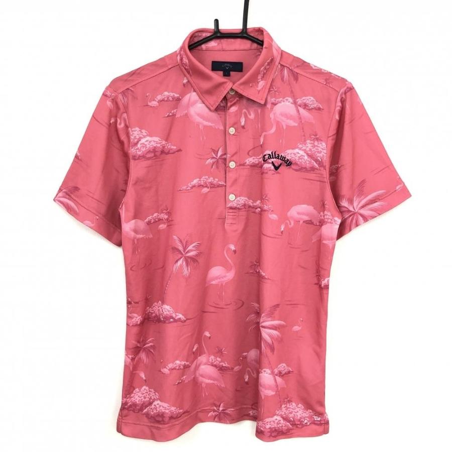 Off価格 超美品 Callaway キャロウェイ 半袖ポロシャツ ピンク フラミンゴ総柄 メンズ ｌ ゴルフウェア 1 レオナード 通販 Yahoo ショッピング
