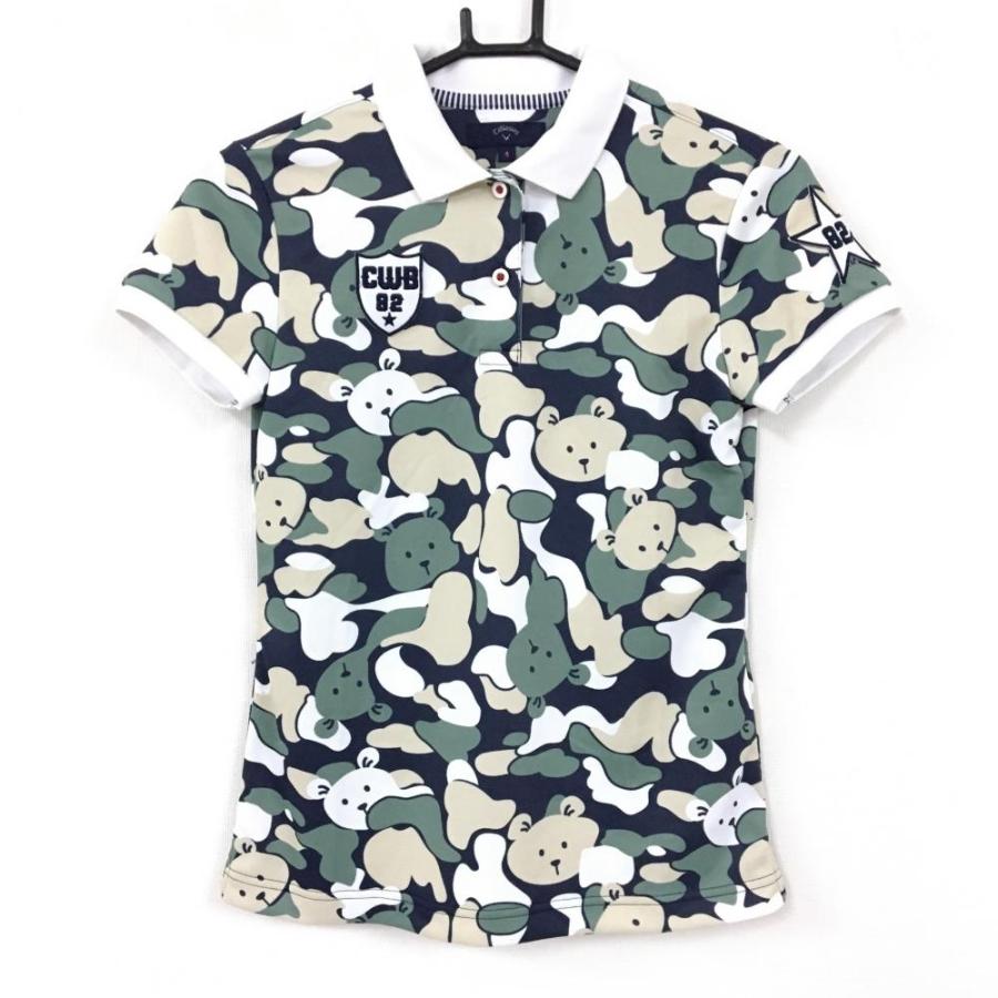 キャロウェイ×メルセデスベンツ ポロシャツ ネイビー カモフラ調 メンズ M キャロウェイ×メルセデスベンツ ポロシャツ ネイビー カモフラ調
