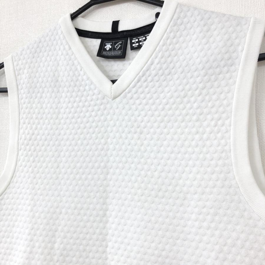 超美品 Descente デサント ニットベスト 白 総柄織り生地 中田英寿 ストレッチ Vネック メンズ M ゴルフウェア 1 レオナード 通販 Yahoo ショッピング