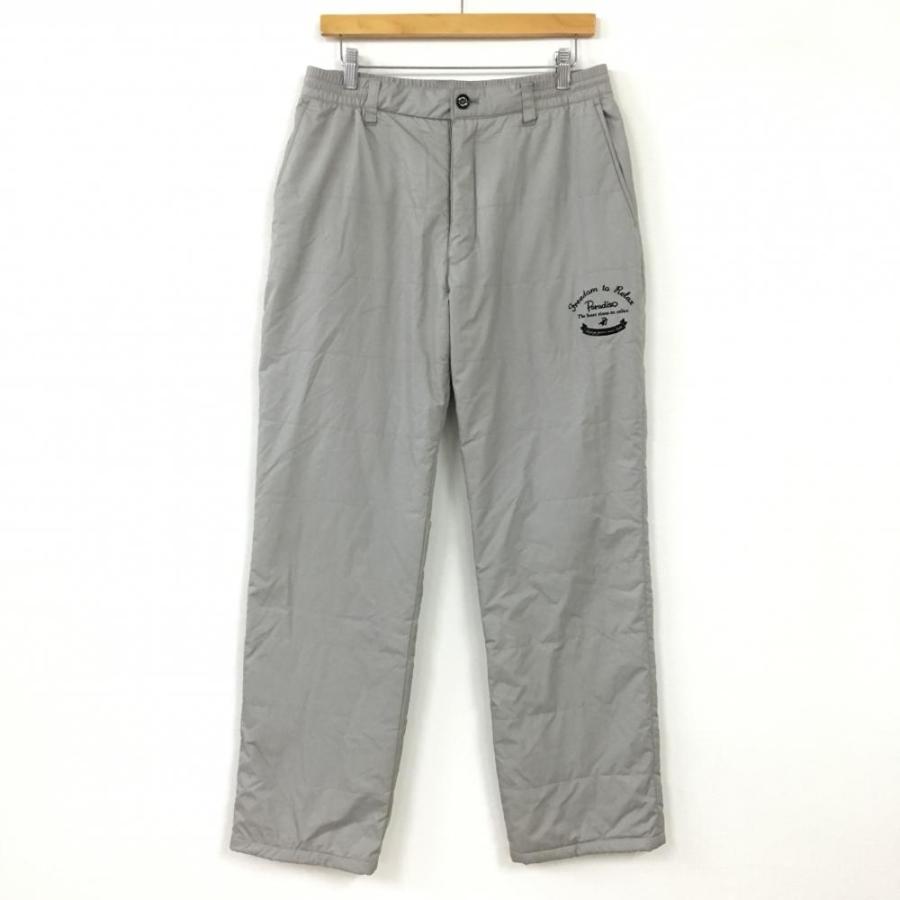 パラディーゾ 中綿パンツ 杢グレー×黒 シンプル 刺しゅう メンズ L