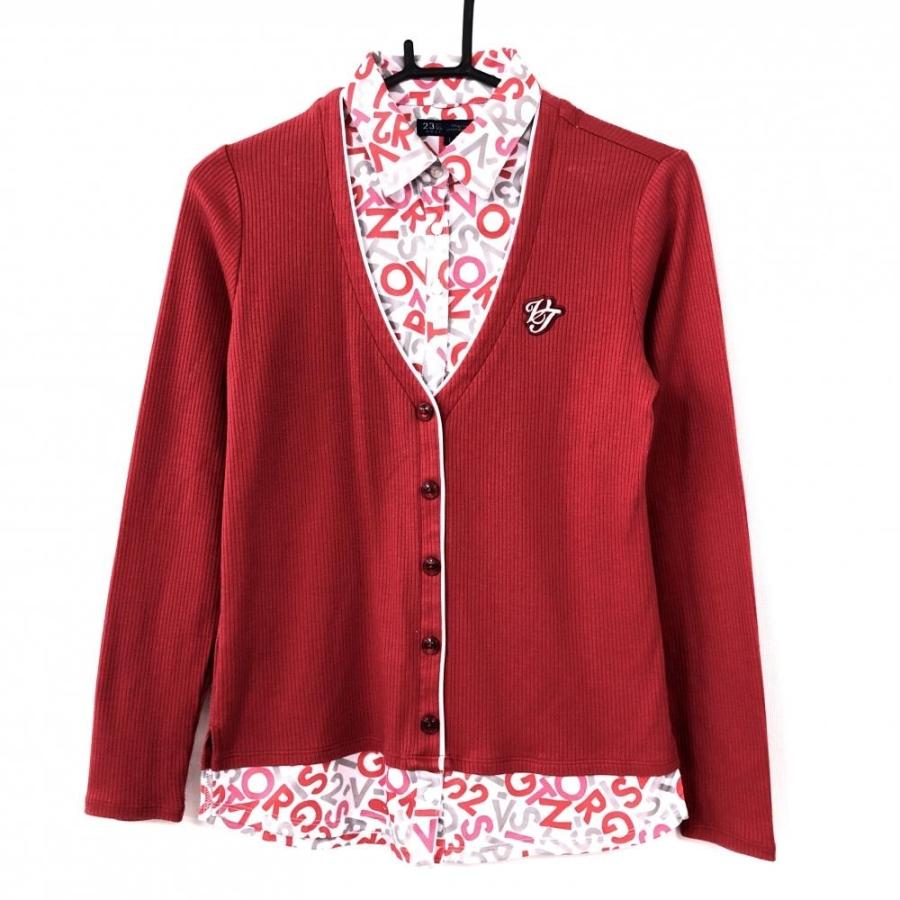 Sale60 Off 美品 23区 23区ゴルフ 長袖ポロシャツ レッド 白 重ね着風 ストライプ織り生地 英字総柄 レディース I M ゴルフウェア 1 レオナード 通販 Yahoo ショッピング