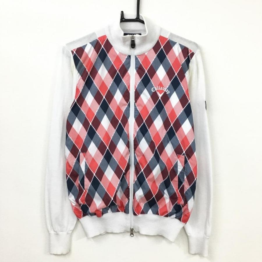 30 Off価格 Callaway キャロウェイ ニットブルゾン 白 レッド 前身頃ダイヤ柄 異素材 ダブルジップ メンズ M ゴルフウェア 1 レオナード 通販 Yahoo ショッピング