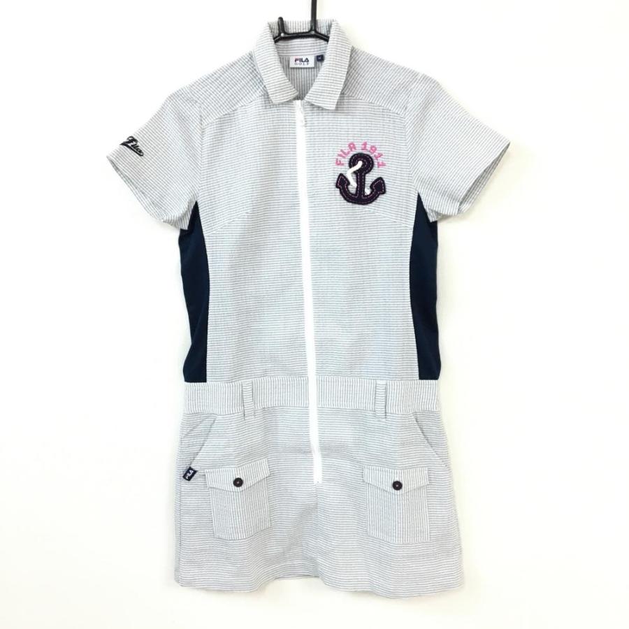 Sale60 Off Fila Golf フィラゴルフ 半袖ジップワンピース ライトグレー 白 ネイビー ボーダー サッカー生地 レディース M ゴルフウェア 1 レオナード 通販 Yahoo ショッピング