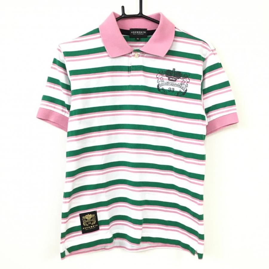 Off価格 Ashworth アシュワース 半袖ポロシャツ ピンク グリーン ボーダー 総柄 メンズ ｍ ゴルフウェア 1 レオナード 通販 Yahoo ショッピング