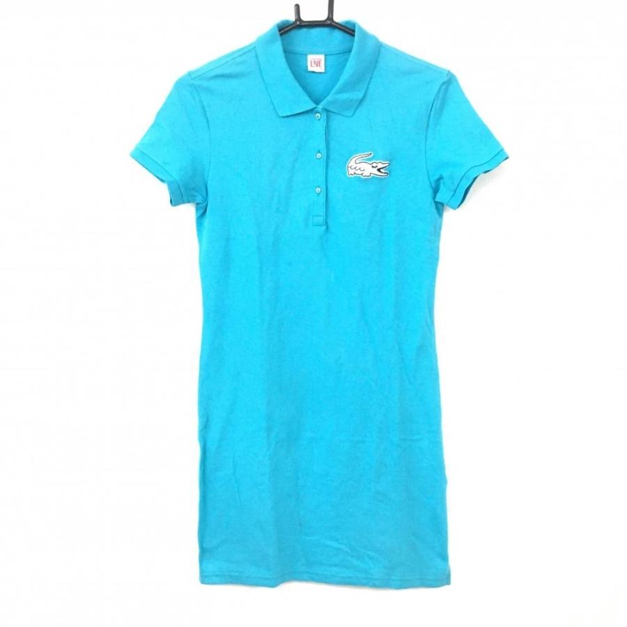 超美品 Lacoste Live ラコステlive 半袖ポロワンピース ライトブルー ビッグロゴ刺しゅう シンプル レディース ｍ ゴルフウェア 1 レオナード 通販 Yahoo ショッピング