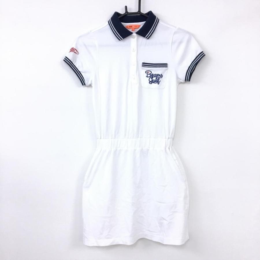 美品 Beams Golf ビームスゴルフ 半袖ポロシャツワンピース 白 ネイビー ロゴ刺しゅう レディース ゴルフウェア 1 レオナード 通販 Yahoo ショッピング