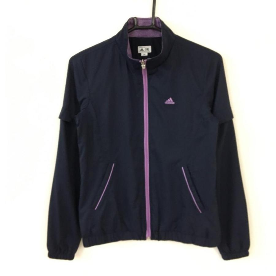 15 Off価格 美品 Adidas アディダス 2wayブルゾン ネイビー ライトパープル 襟裏ボーダー柄 袖着脱可 レディース S P ゴルフウェア 1 レオナード 通販 Yahoo ショッピング