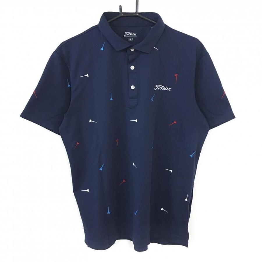 美品】TITLEIST タイトリスト 半袖ポロシャツ ネイビー ティー 美品】TITLEIST タイトリスト 半袖ポロシャツ ネイビー ティー