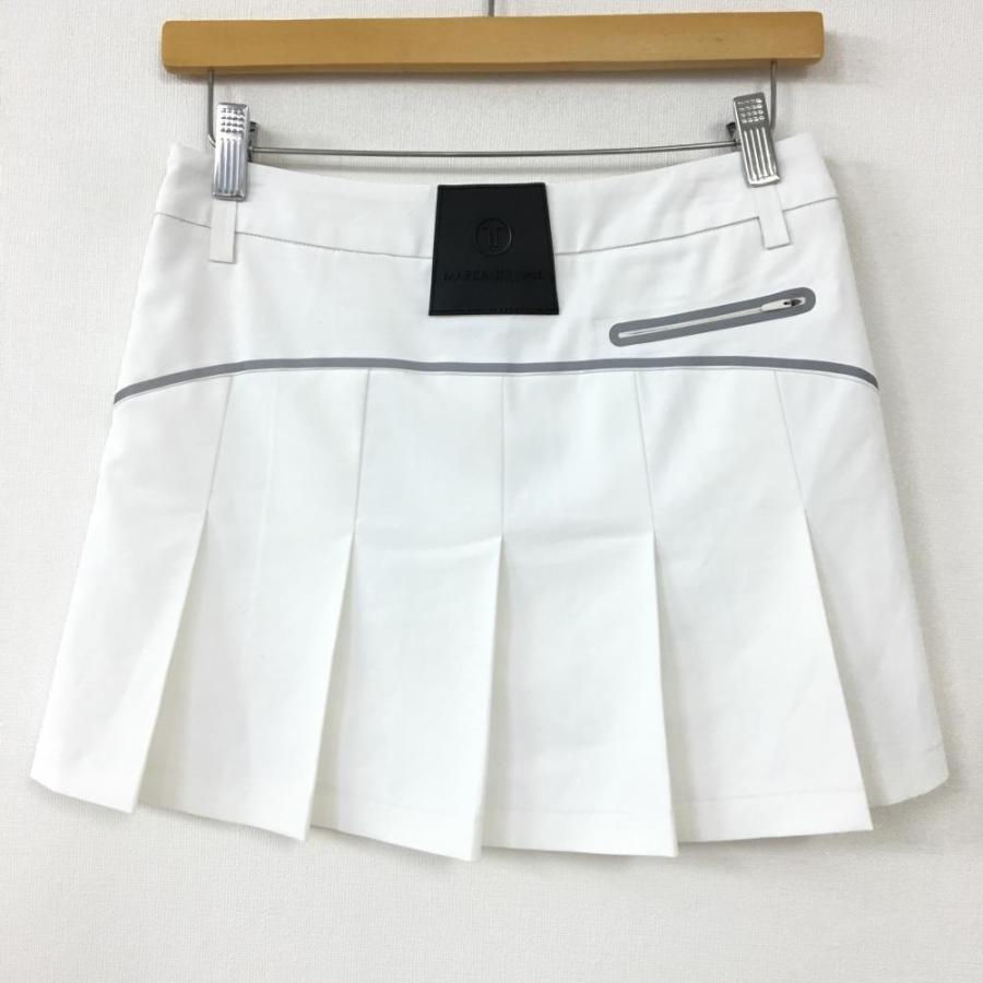 美品⭐︎マークアンドロナ　MARK&LONA プリーツスカート ☆10%OFF価格☆MARK＆LONA マークアンドロナ スカート 白 後ろ裾
