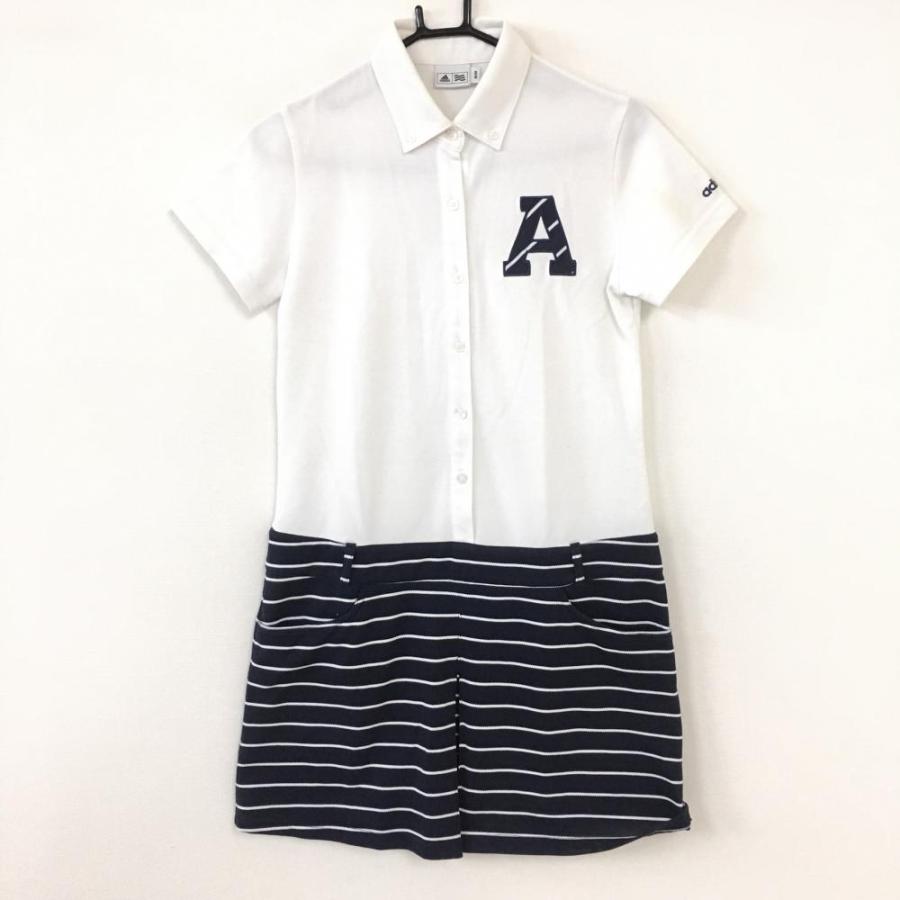 ☆50%OFF価格☆adidas アディダス 半袖ポロワンピース 白×ネイビー 一
