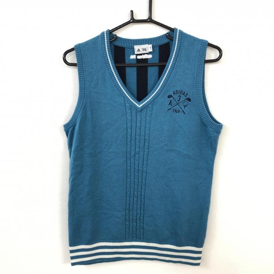 Off価格 美品 Adidas アディダス ニットベスト ブルー 黒 白 Vネック 背面ストライプ レディース L ゴルフウェア 1 レオナード 通販 Yahoo ショッピング