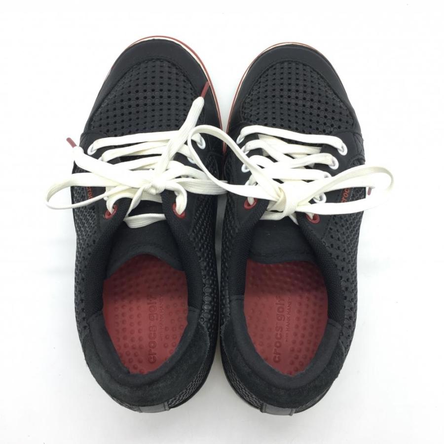 ☆10%OFF価格☆crocs クロックス ゴルフ 黒×白×レッド ドレイデン