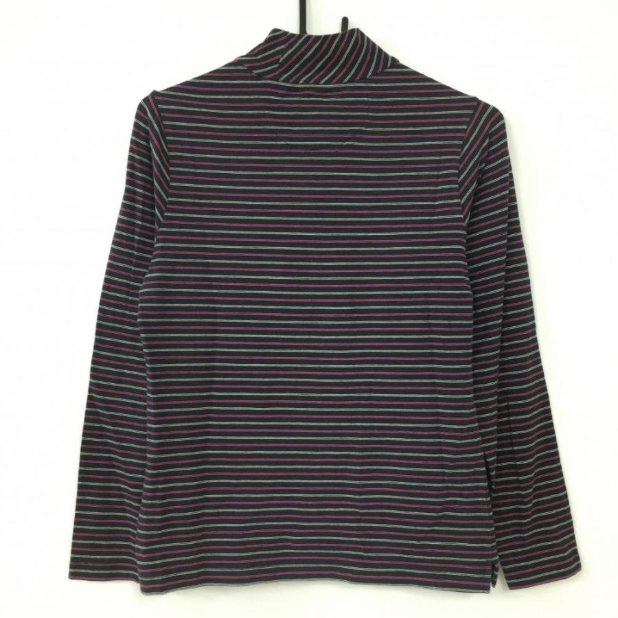 adidas アディダス 長袖ハイネックシャツ 黒×白×ピンク ボーダー  