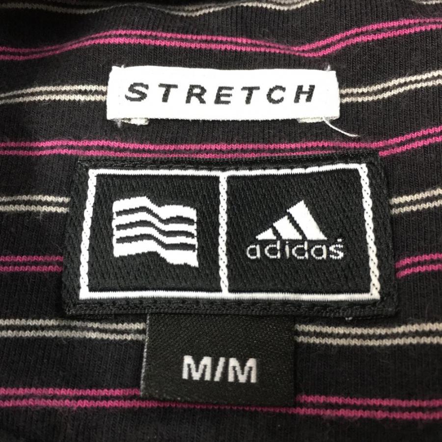  -  アディダス　ピンク　黒　白　長袖シャツ adidas（アディダス） 長袖ハイネックシャツ 黒×白×ピンク ボーダー