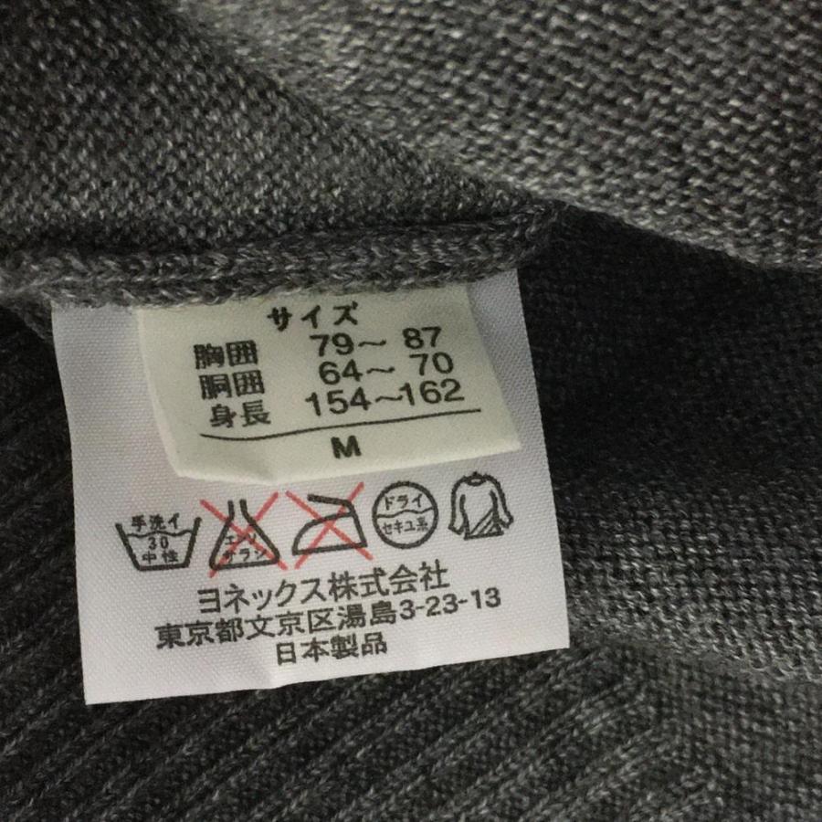 YONEX（ヨネックス） 長袖ニットカーディガン 杢グレー×レッド ウール