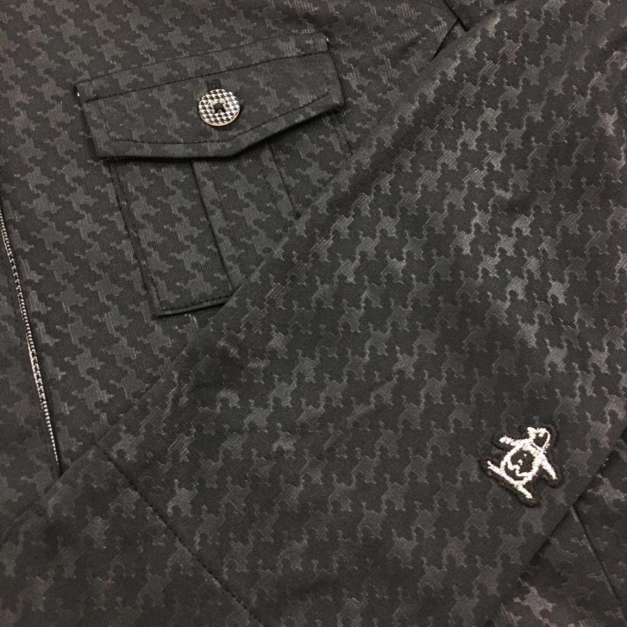 新品 Munsingwear 長袖ポロシャツ 千鳥格子柄 日本製 M Munsingwear（マンシングウェア） 長袖ポロシャツ 黒 千鳥格子 総柄