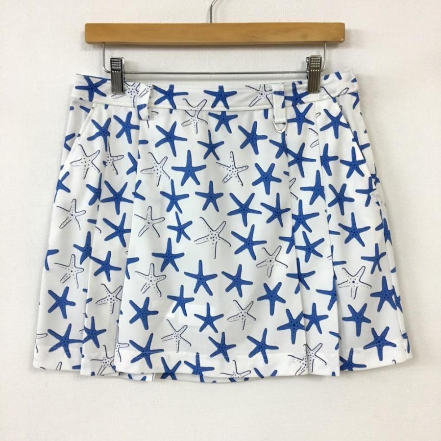 50%OFF価格／(美品)adabat アダバット スカート 白×ブルー ヒトデ 総柄 