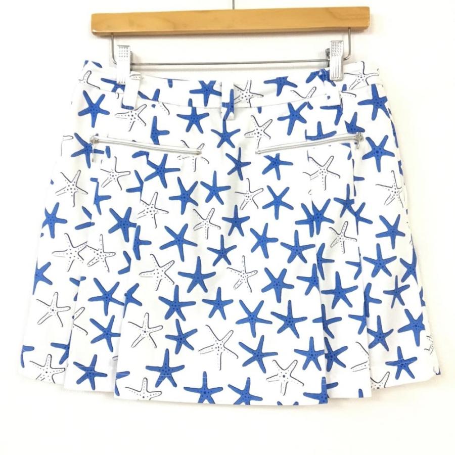 50%OFF価格／(美品)adabat アダバット スカート 白×ブルー ヒトデ 総柄