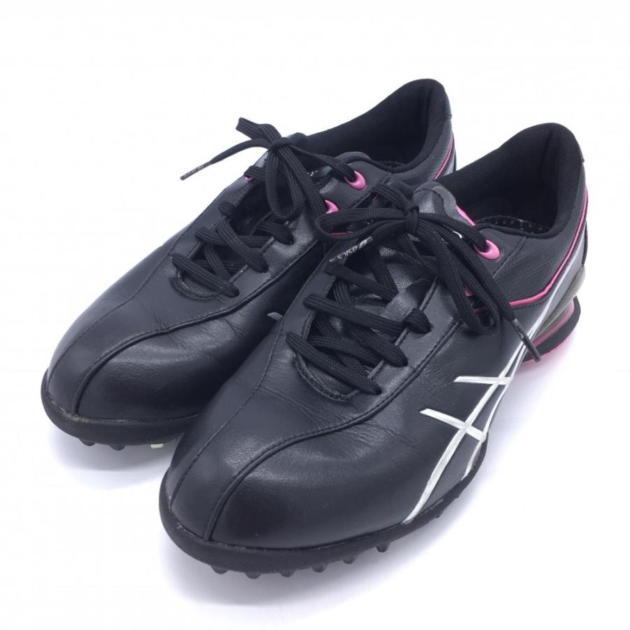 みやこぽん レディースゴルフシューズ ☆40%OFF価格☆【美品】ASICS アシックス ゴルフシューズ 黒×ピンク