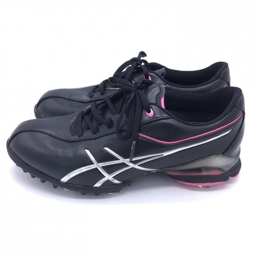 ☆40%OFF価格☆【美品】ASICS アシックス ゴルフシューズ 黒×ピンク