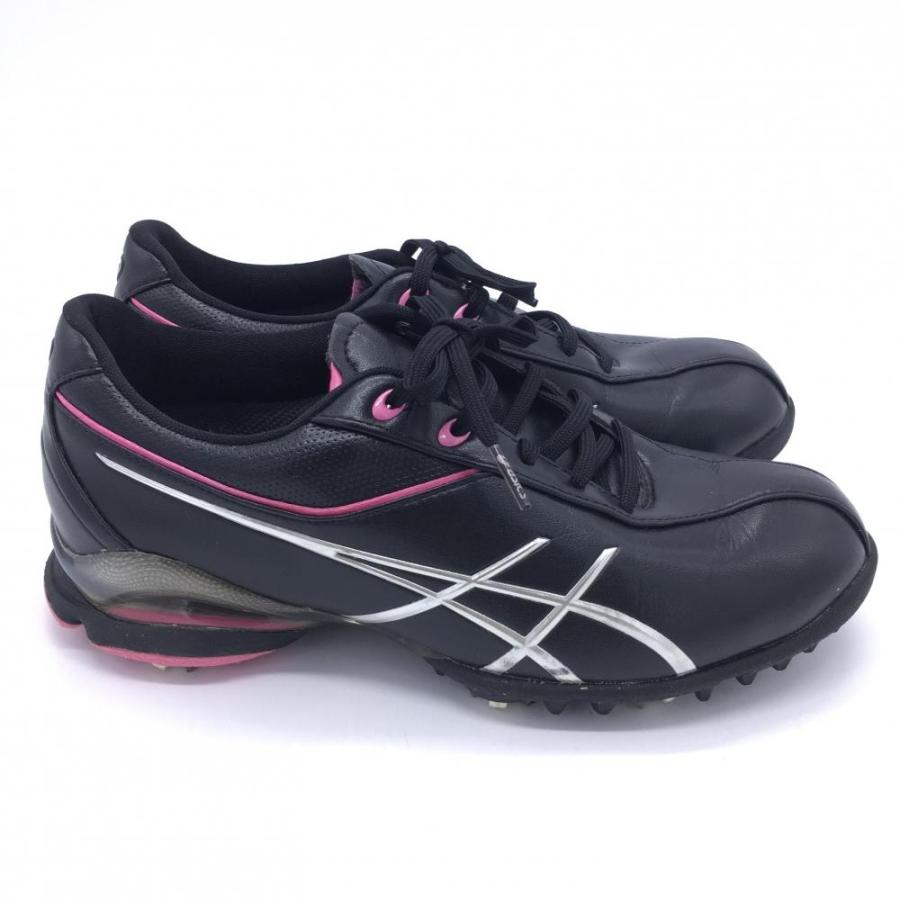 ☆40%OFF価格☆【美品】ASICS アシックス ゴルフシューズ 黒×ピンク