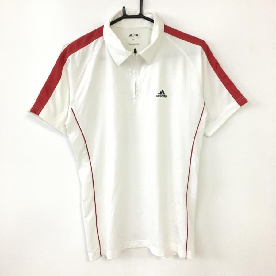 70%OFF価格／adidas アディダス 半袖ポロシャツ 白×レッド ハーフ