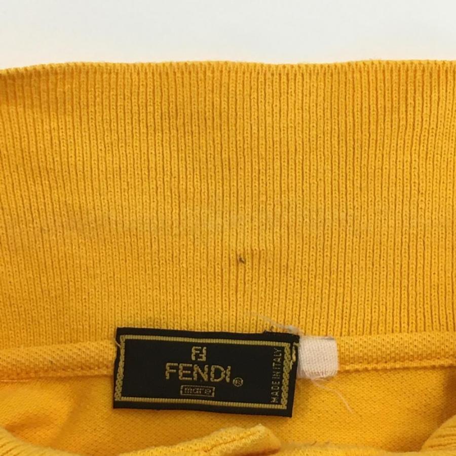 フェンディ 半袖ポロシャツ イエロー ロゴ刺しゅう シンプル メンズ