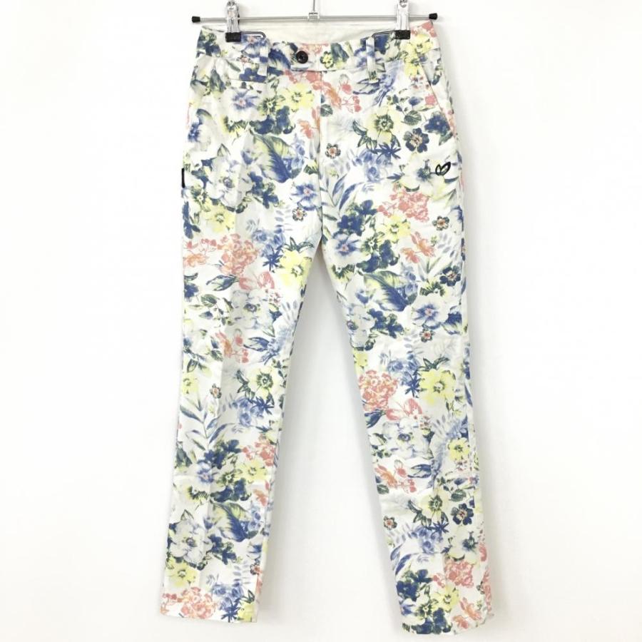 マスターバニー パンツ 白×マルチカラー 花柄 総柄 ストレッチ