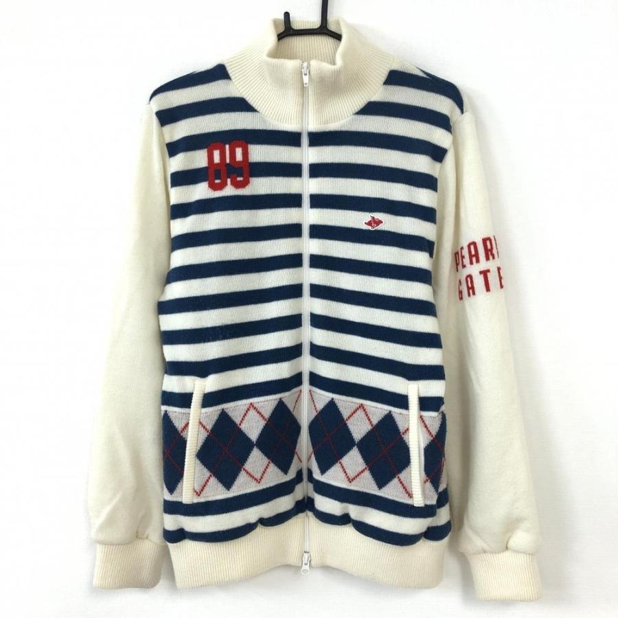 パーリーゲイツ プルオーバー パーカー アイボリー ボーダー サイズ1