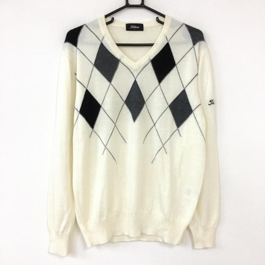 TITLEIST タイトリスト Vネックニットセーター ダイヤ柄 メンズL