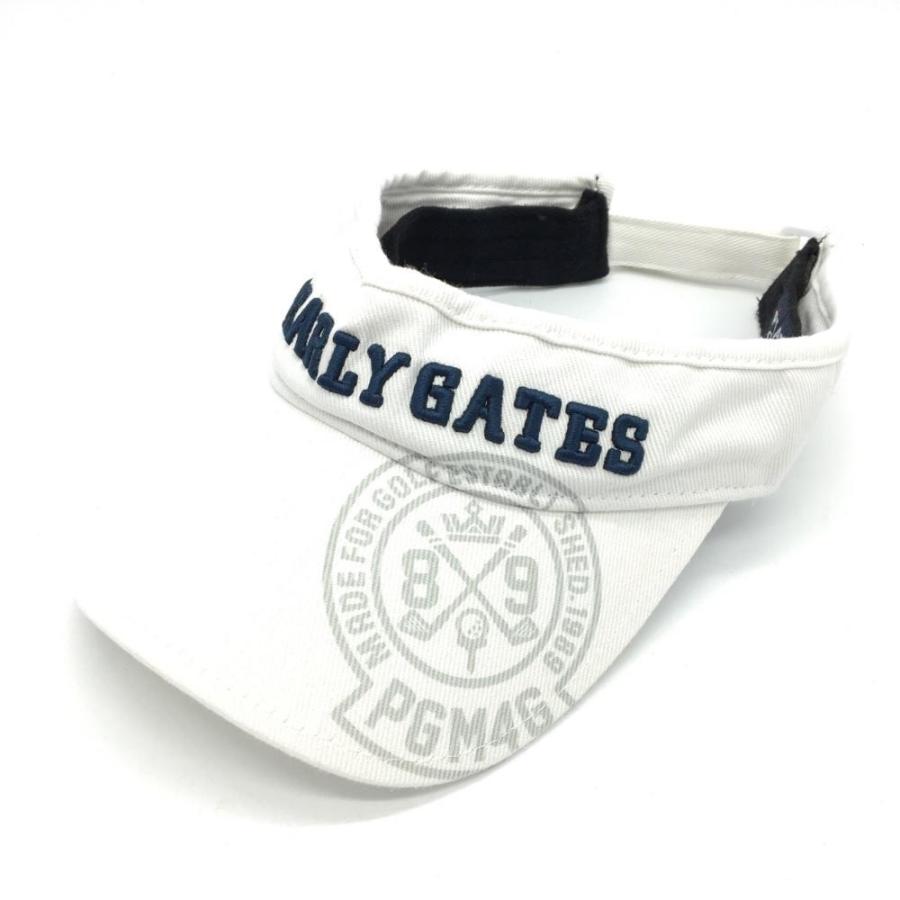 PEARLY GATES バイザー ホワイト×ネイビー ゴルフ PEARLY GATES パーリーゲイツ サンバイザー 白×ネイビー 立体ロゴ