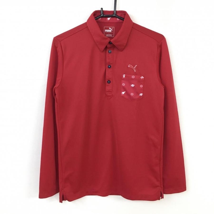 ☆40%OFF価格☆【美品】PUMA プーマ 長袖ポロシャツ 赤×白 ストレッチ