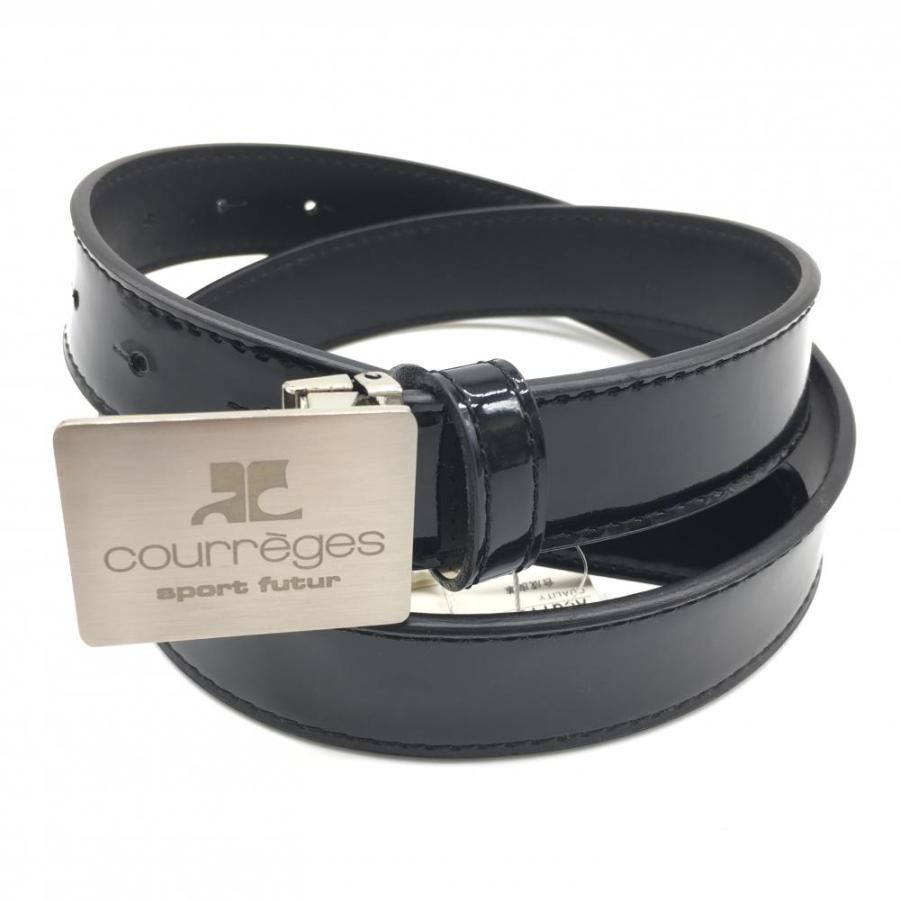 新品】60％OFF〜courreges クレージュ トップ式ベルト 黒 合成皮革