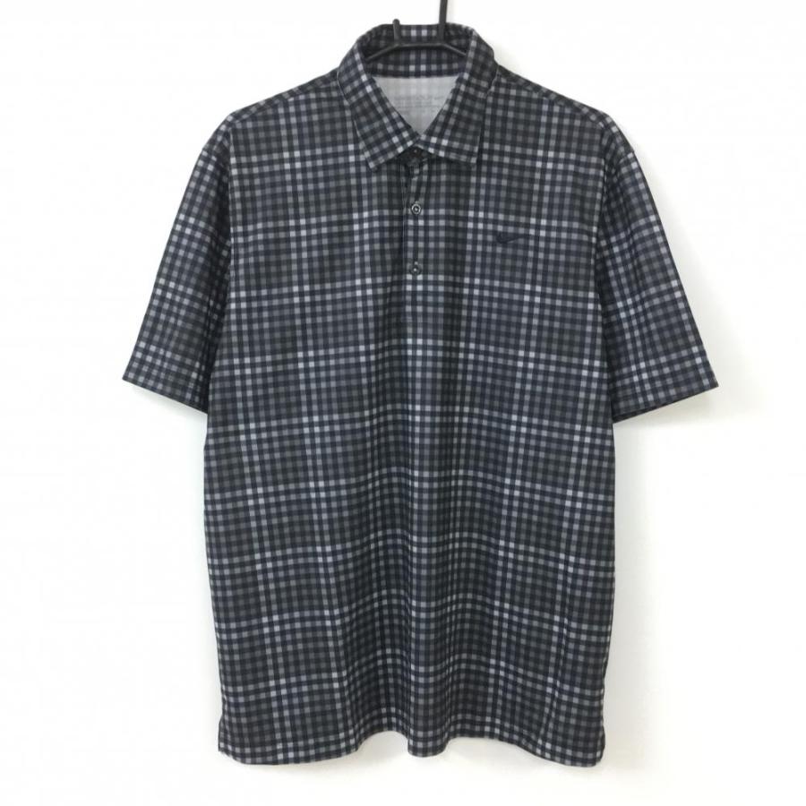 NIKE ナイキゴルフ 半袖ポロシャツ 黒×グレー ブロックチェック NIKE ナイキゴルフ 半袖ポロシャツ 黒×グレー ブロックチェック