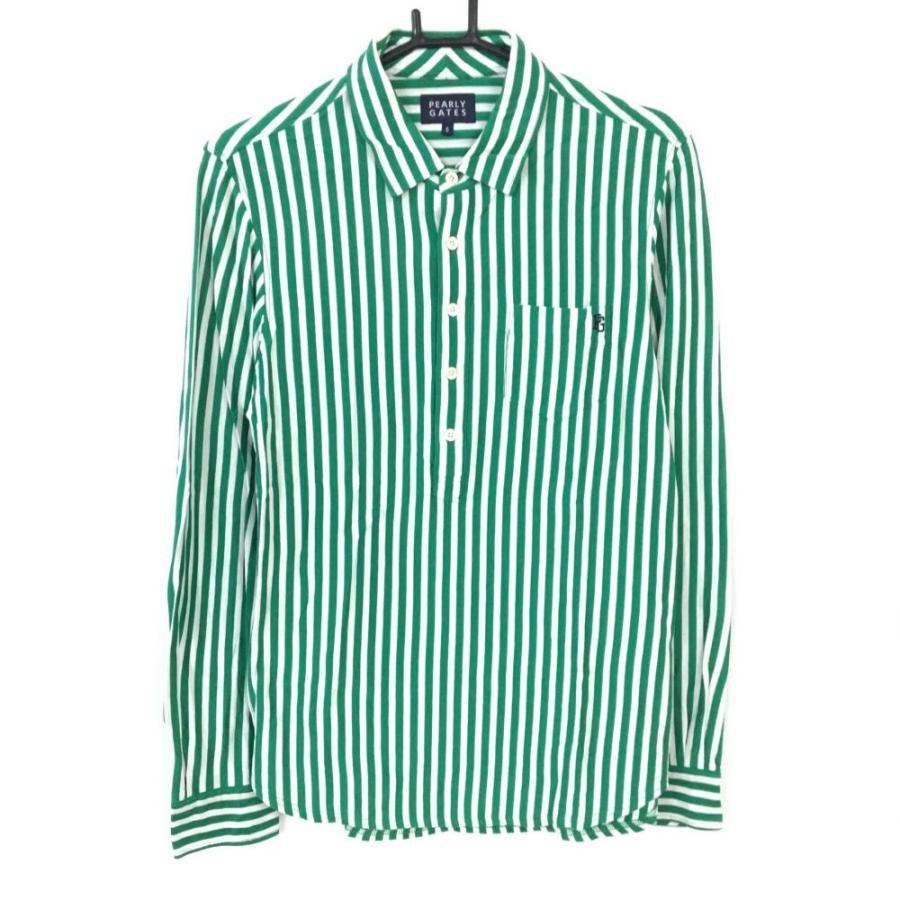 超美品)PEARLY GATES パーリーゲイツ 長袖ポロシャツ グリーン×白 