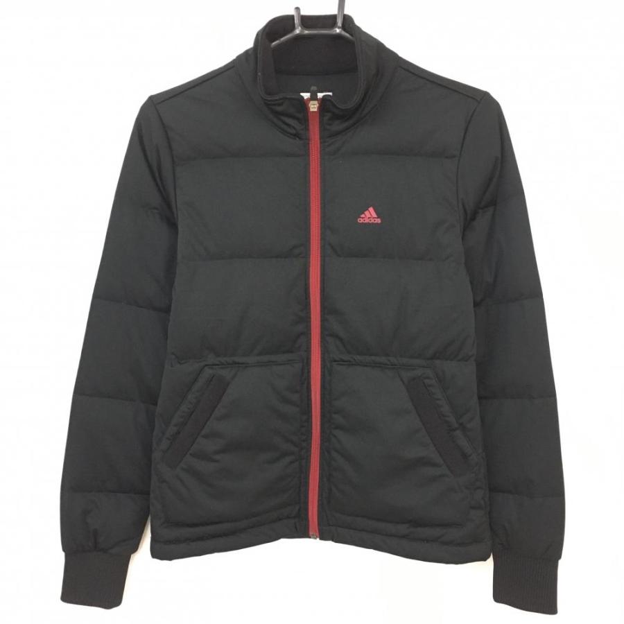 50%OFF価格／(美品)adidas アディダス ダウンジャケット 黒×レッド 襟 