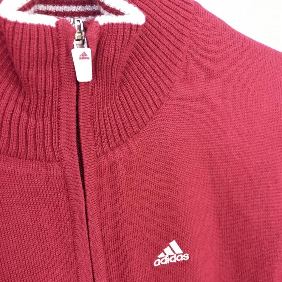 adidas（アディダス） ニットブルゾン レッド×白×黒 裏地付き ウール混