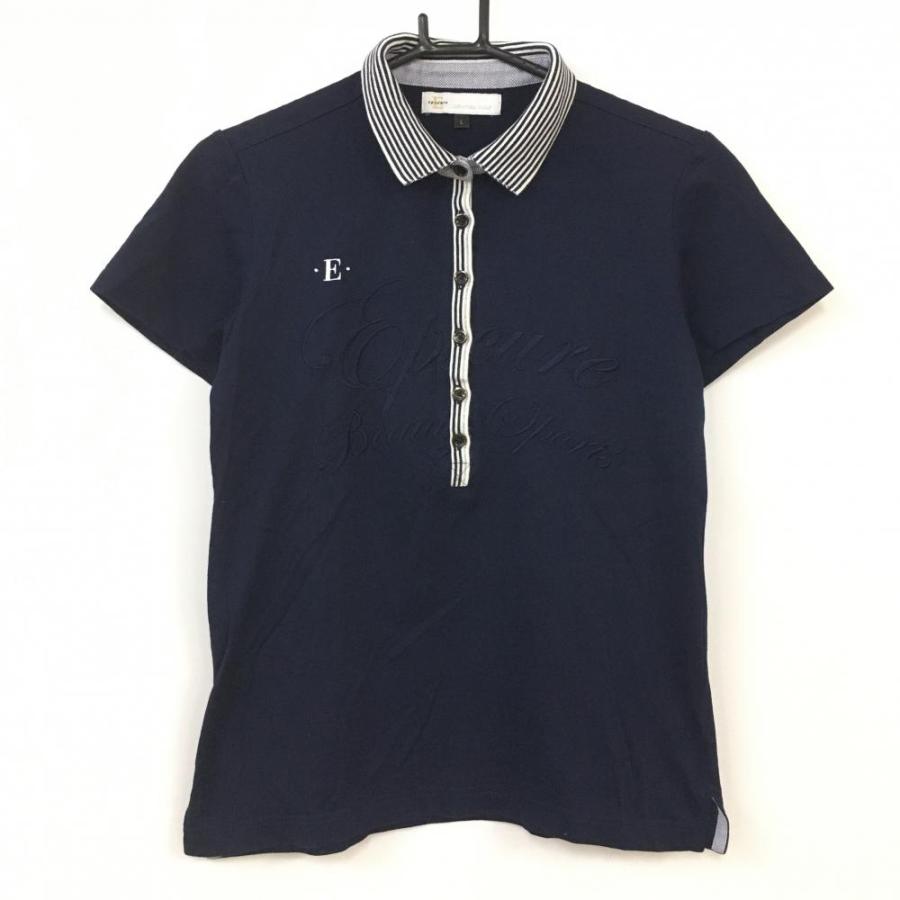 50%OFF価格／(美品)epicure エピキュール 半袖ポロシャツ ネイビー×白