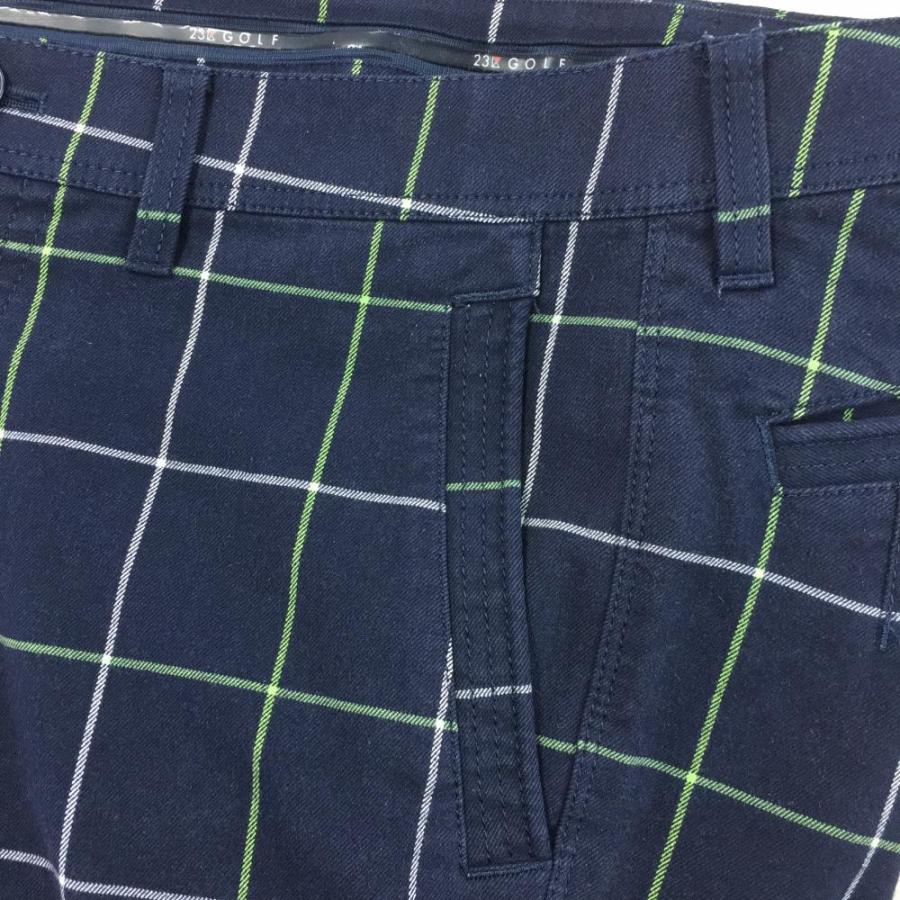 【新品】23区GOLF ネイビーボタニカル柄 葉柄 ゴルフパンツ 82 23区GOLF 23区ゴルフ パンツ ネイビー×白 格子柄 総柄 複数ポケット