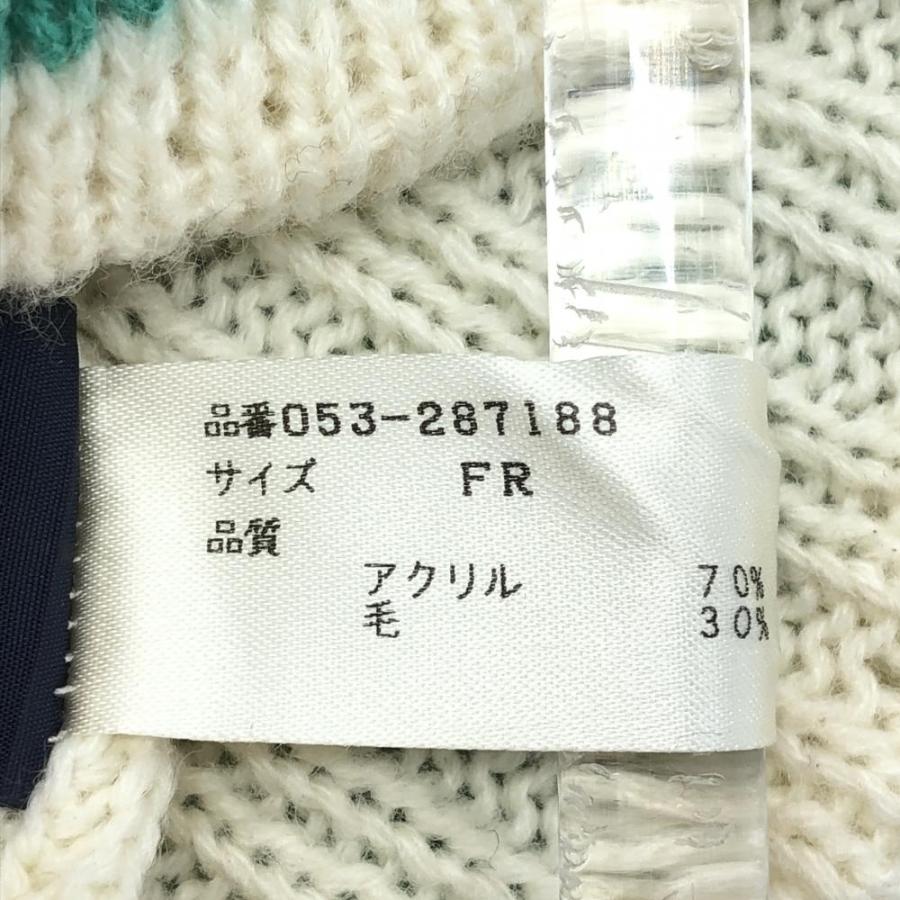 （ルルーシュ）パーリーゲイツ、ホワイト&オレンジ柄、ニット素材、セット PEARLY GATES（パーリーゲイツ） ニット帽 白×オレンジ 総柄 ウール混