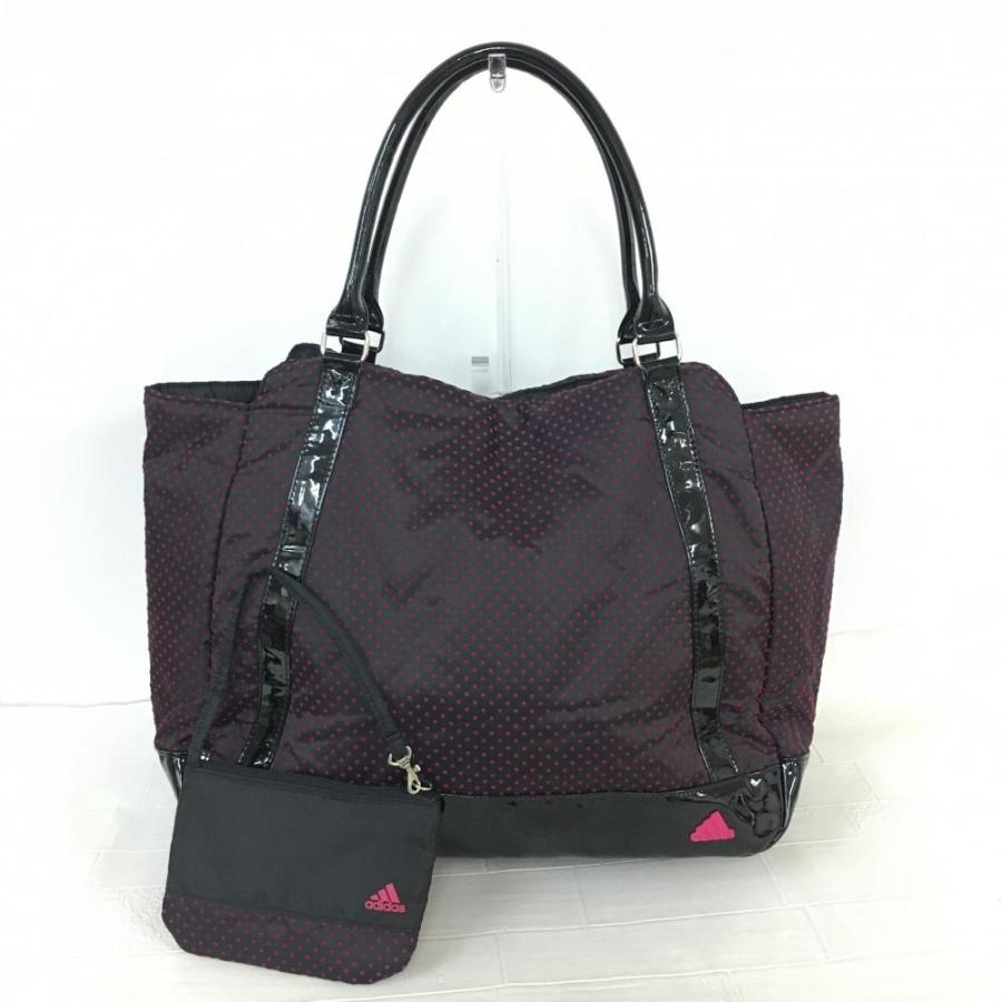 40%OFF価格／(美品)adidas アディダス ビックトートバッグ 黒×ピンク
