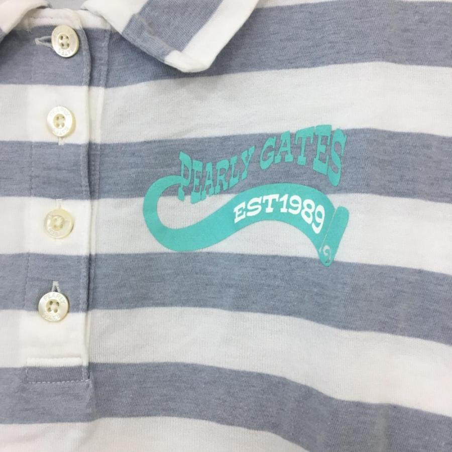 PEARLY GATES（パーリーゲイツ） 半袖ポロシャツ 白×ライトグレー
