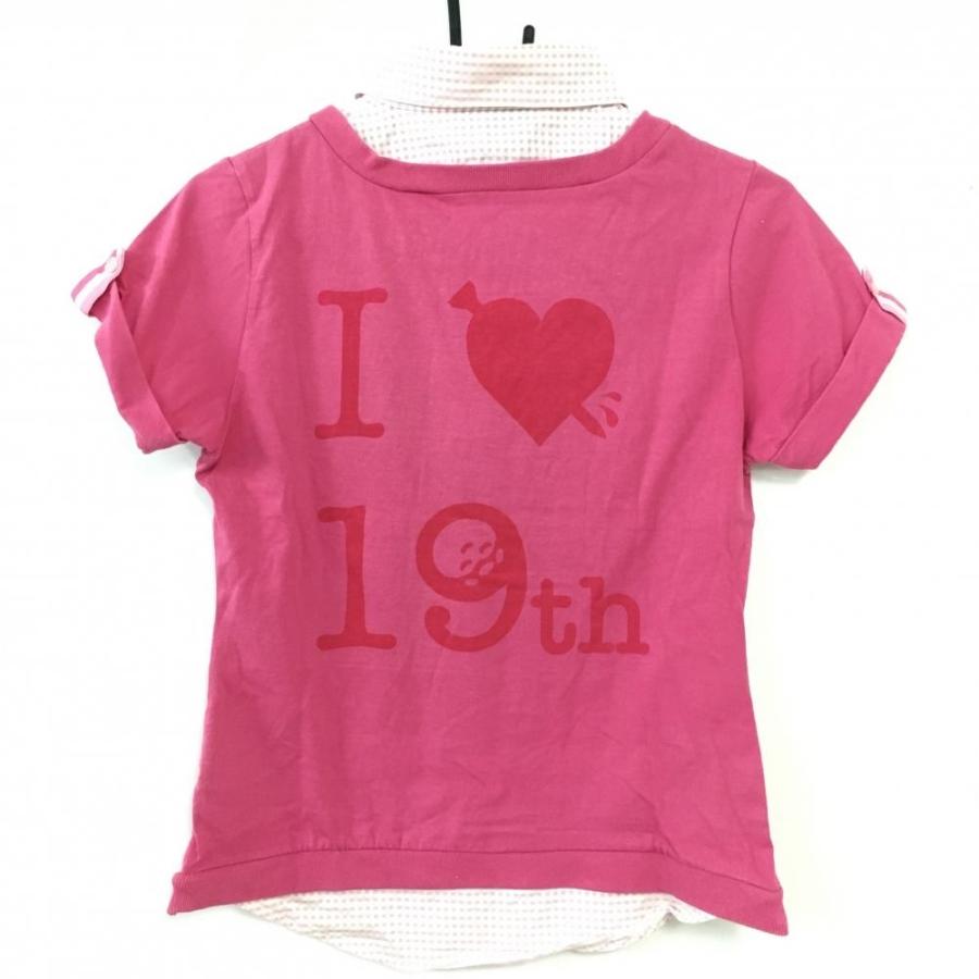 ラッセルノ 半袖ポロシャツ ピンク 重ね着風 ボタンダウン 一部  