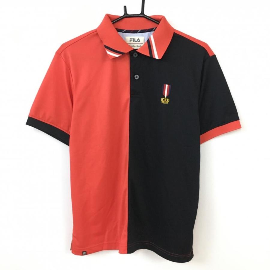 50%OFF価格／(超美品)FILA GOLF フィラ 半袖ポロシャツ レッド×黒 バイ