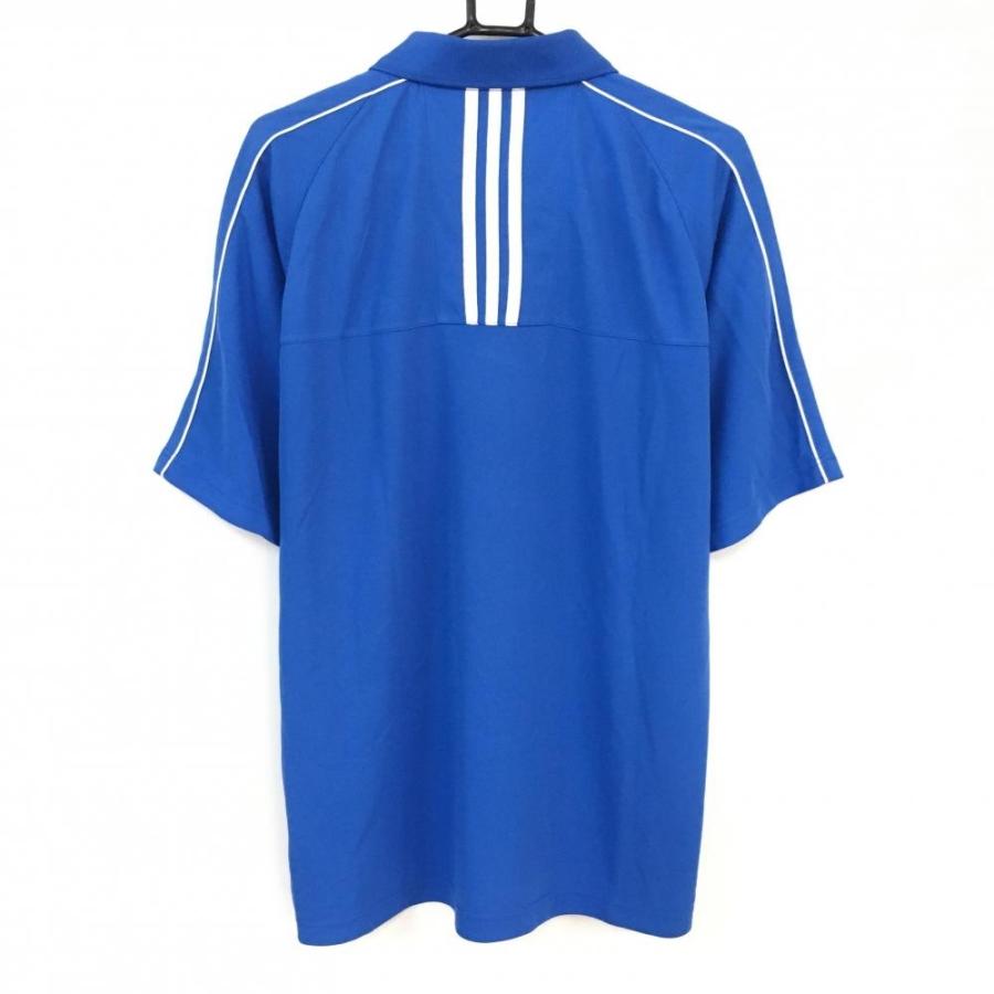 adidas アディダス 半袖ポロシャツ ブルー×白 背面3本ライン