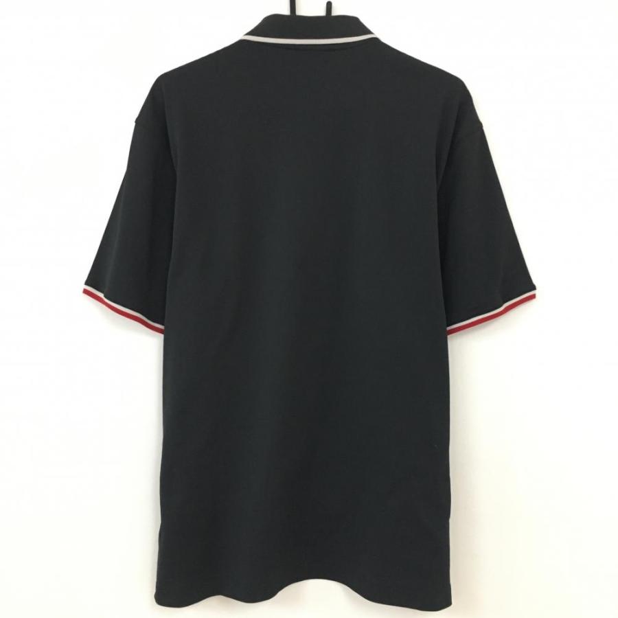 マスターズ 半袖ポロシャツ 黒×レッド 胸ポケット ハーフジップ